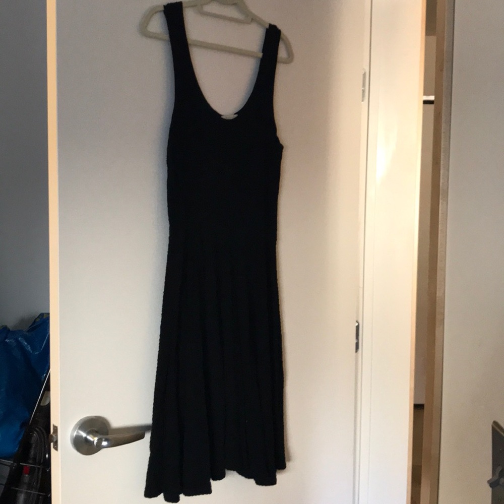 Anthropologie heavy cotton sleeveless black dress